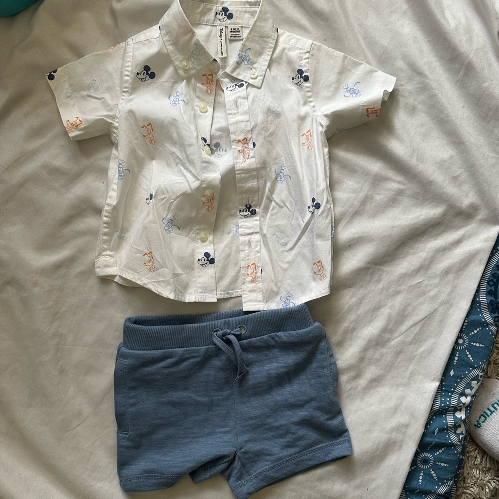 Janie and Jack X Disney Button Down Shirt & shorts set